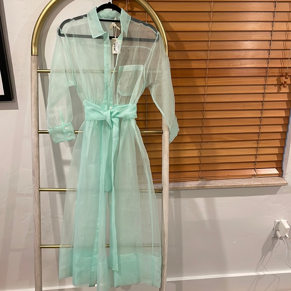 Maje mint green sheer jacket. Never worn with tags. Designer size 3